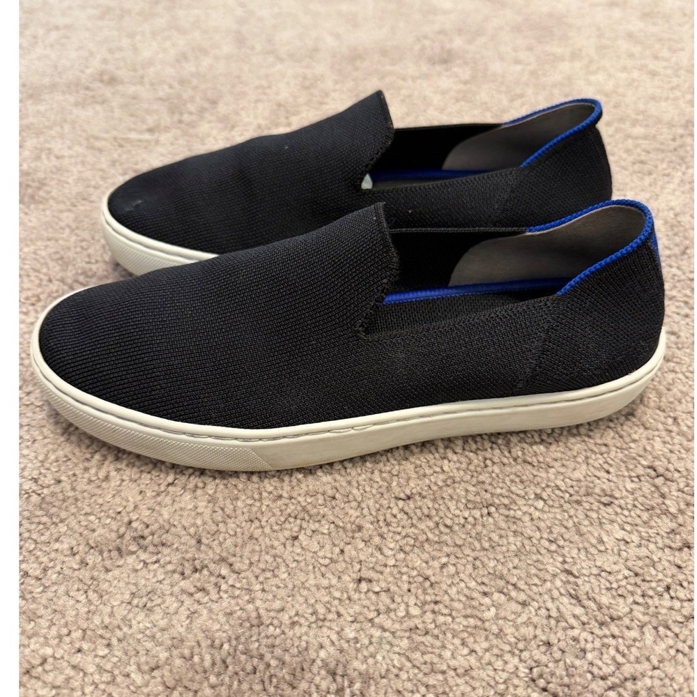 Rothys The Sneaker Black Solid Slip On Knit Shoes Women 7.5 Eco Friendly